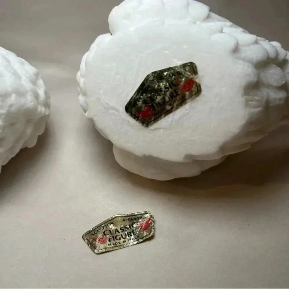 Set of 2 Vintage A Santini White Alabaster Marble Doves  Figurine Made in Italy - Picture 7 of 10